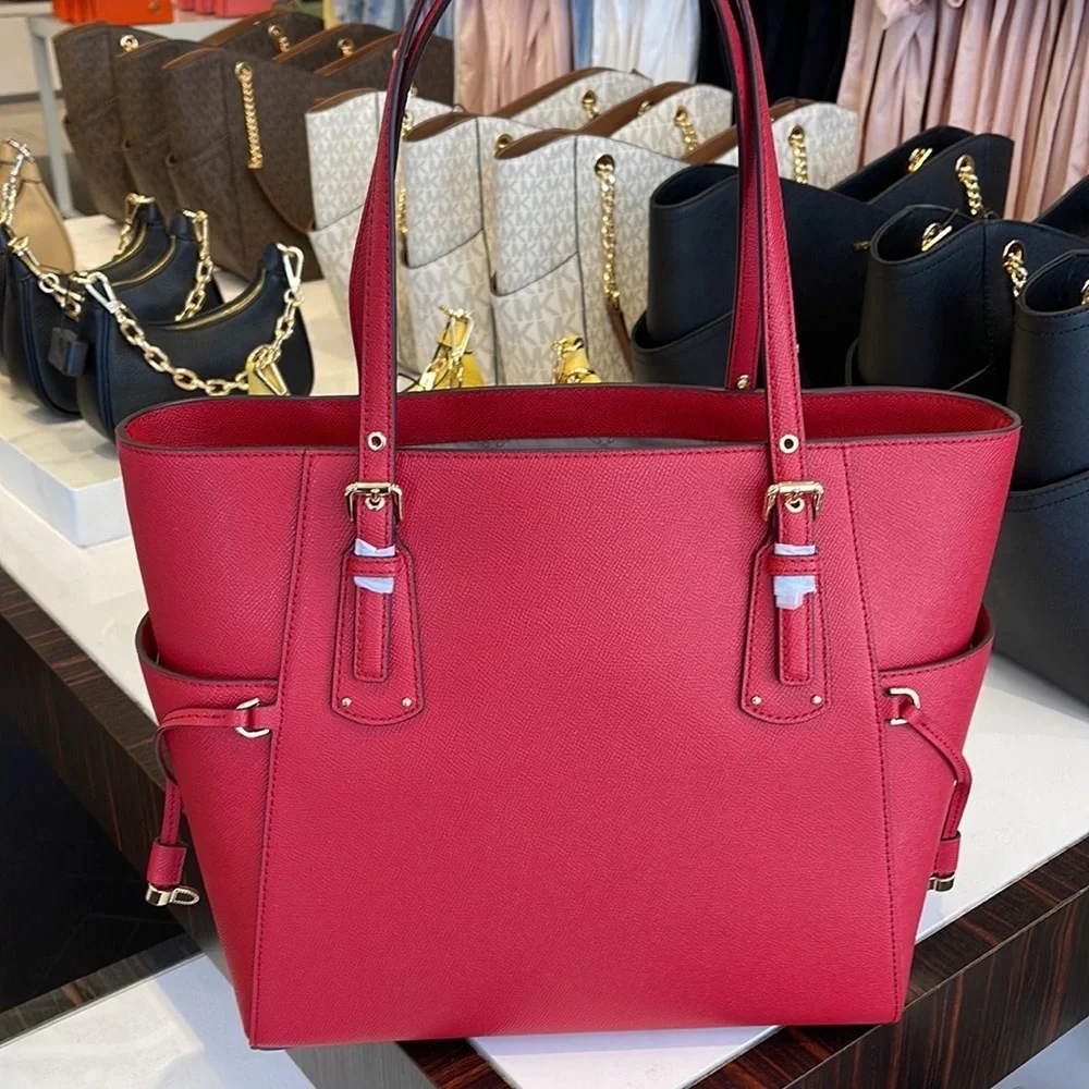 Michael Kors Voyager Small Saffiano Leather Tote Bag Style# 30H1GV6T4T NWT Flame